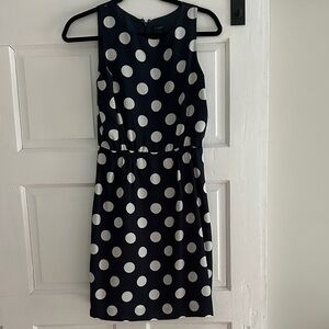J. Crew Navy and White Polka Dot Mini Dress
